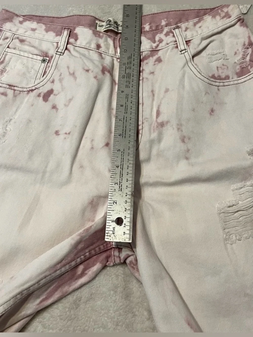 NWT We The Free By Free People Pink Distressed Bermuda Denim Cotton Shorts Sz 31